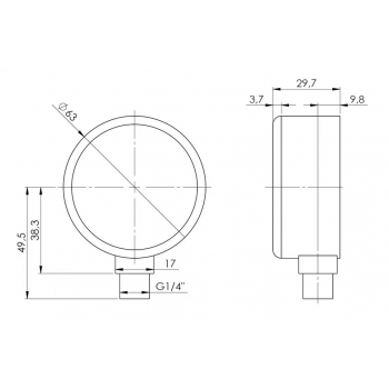 MANOMETR 1/4 RF63RAD 0-4 BAR RADIALNY